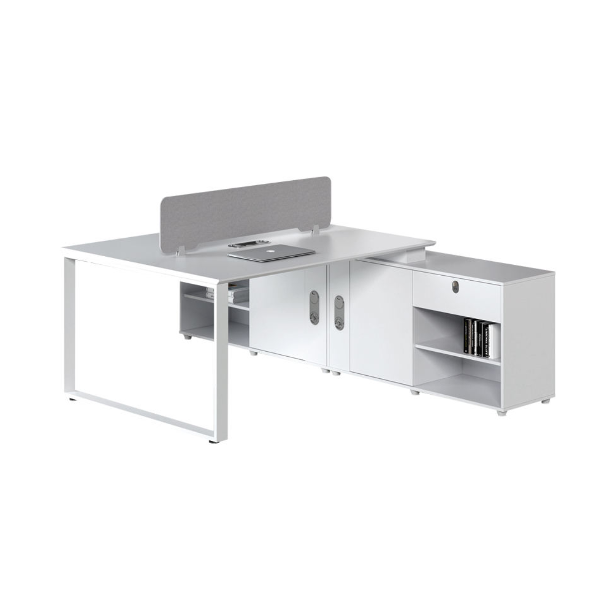 2-Seater Workstation with Storage Cabinet
